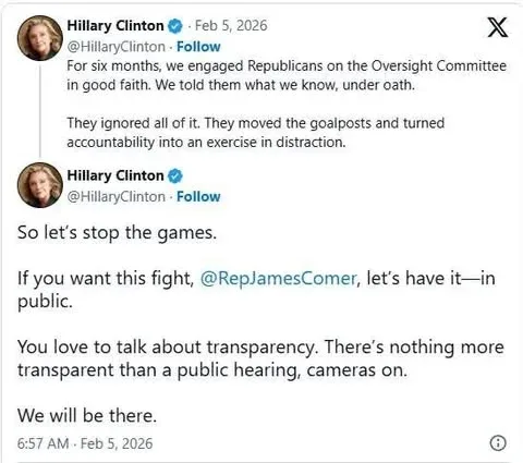 Hillary Clinton ra điều trần về vụ Epstein tại New York